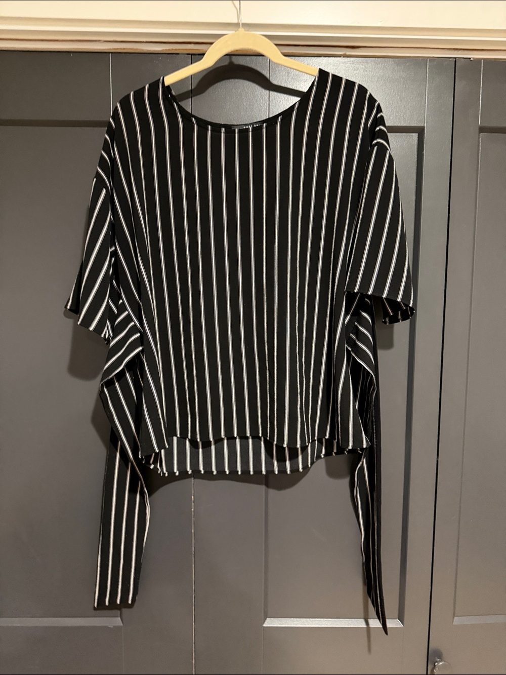 West Kei Black and White Striped Blouse